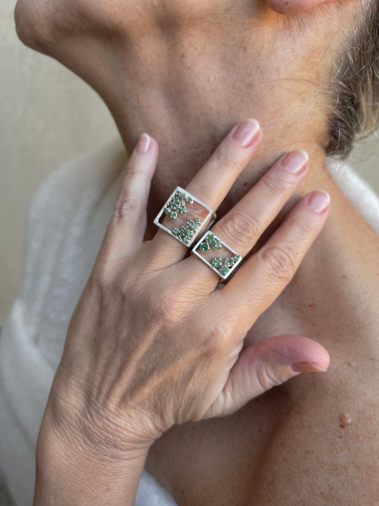 Anello AMALUNA smeraldi grezzi