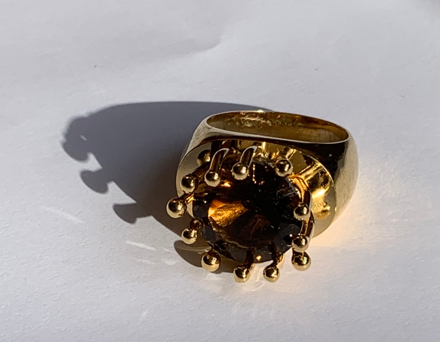 Anello Crown con Quarzo Fumè