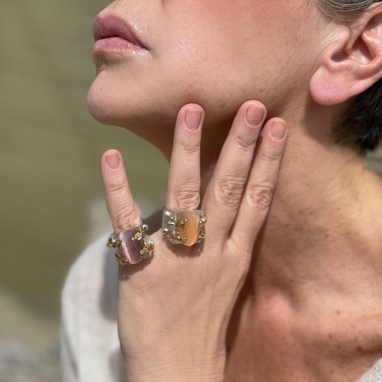 Anello "LE MIE DONNE INTORNO" con Pietra di Luna Viola