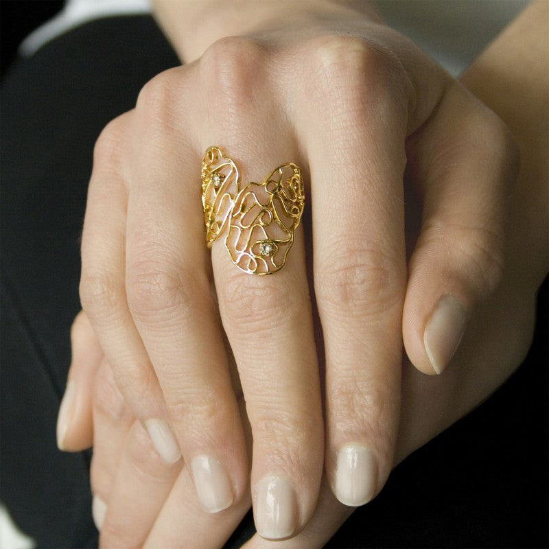 Drop ring with Henna Zircons