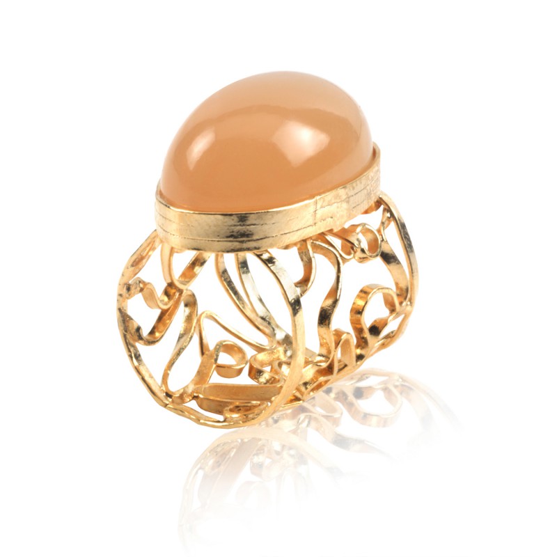 Apricot Henna Moonstone Ring