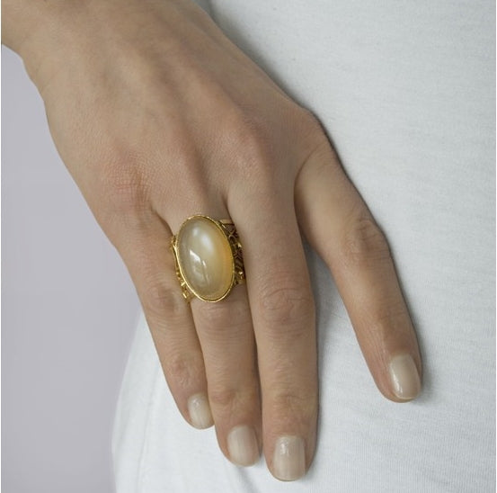 Apricot Henna Moonstone Ring