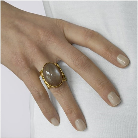 Brown Henna Moonstone Ring