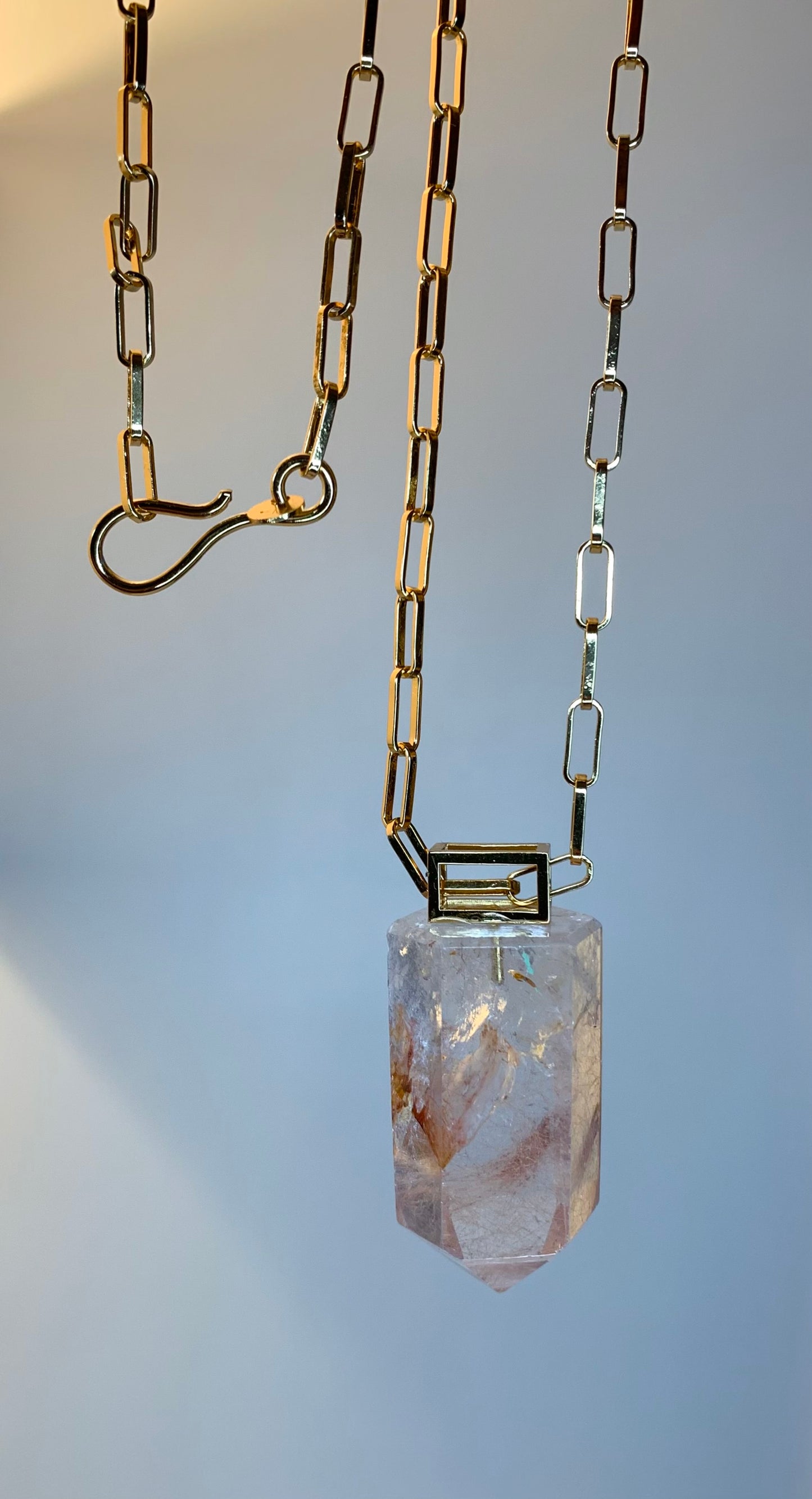 Collana lunga “Lilium” quarzo rosa rutilato