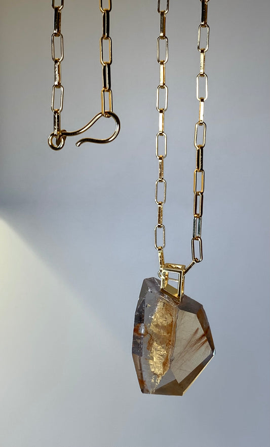 Collana lunga “Lilium” quarzo rutilato