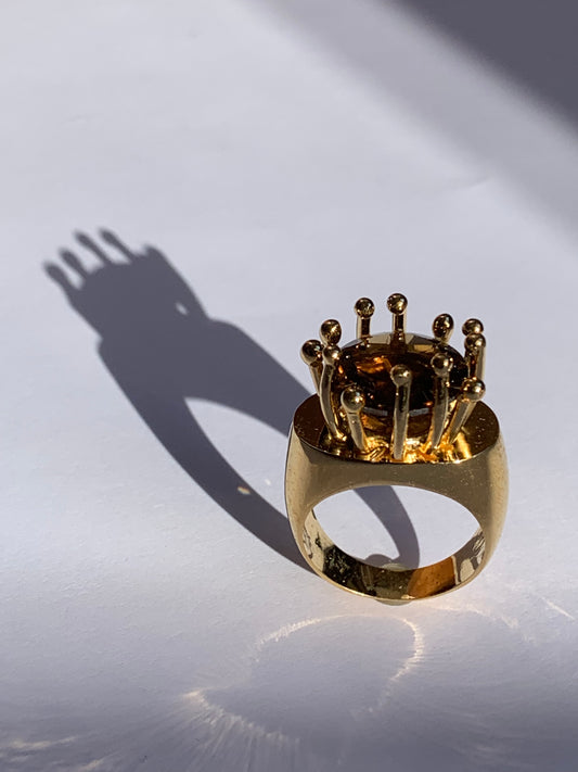 Anello Crown con Quarzo Fumè