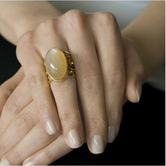Apricot Henna Moonstone Ring